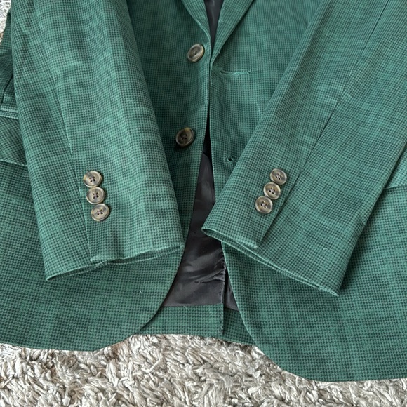 Boys Green Plaid Blazer - Picture 2 of 4